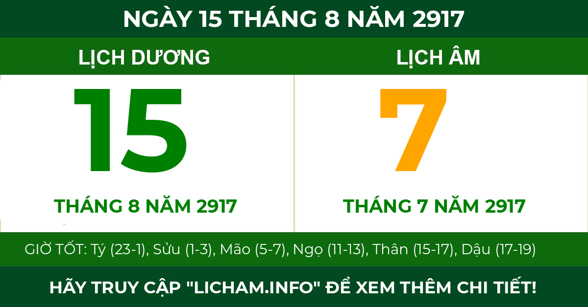 lịch âm ngày 15 tháng 8 năm 2917