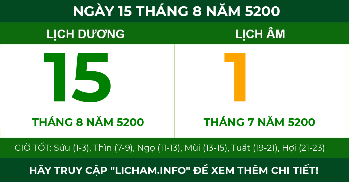 lịch âm ngày 15 tháng 8 năm 5200