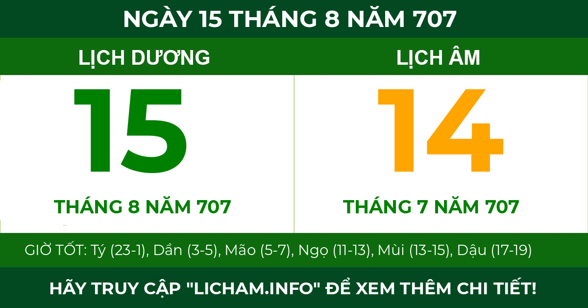 lịch âm ngày 15 tháng 8 năm 707