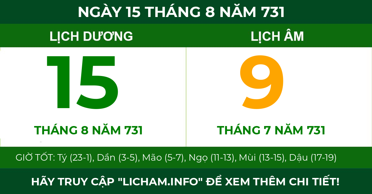 lịch âm ngày 15 tháng 8 năm 731