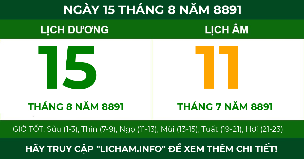 lịch âm ngày 15 tháng 8 năm 8891