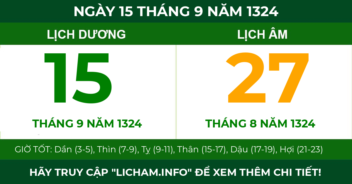 lịch âm ngày 15 tháng 9 năm 1324