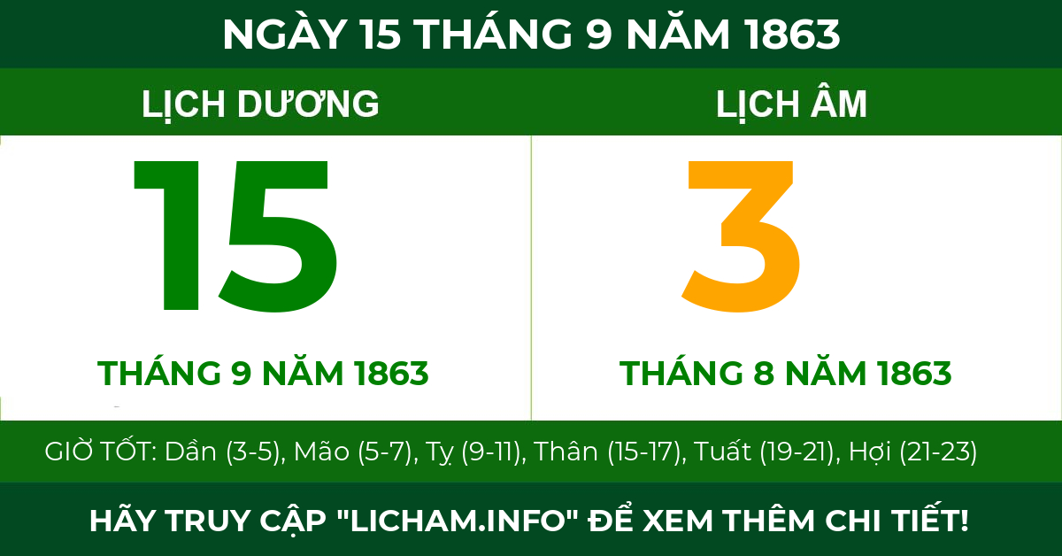 lịch âm ngày 15 tháng 9 năm 1863