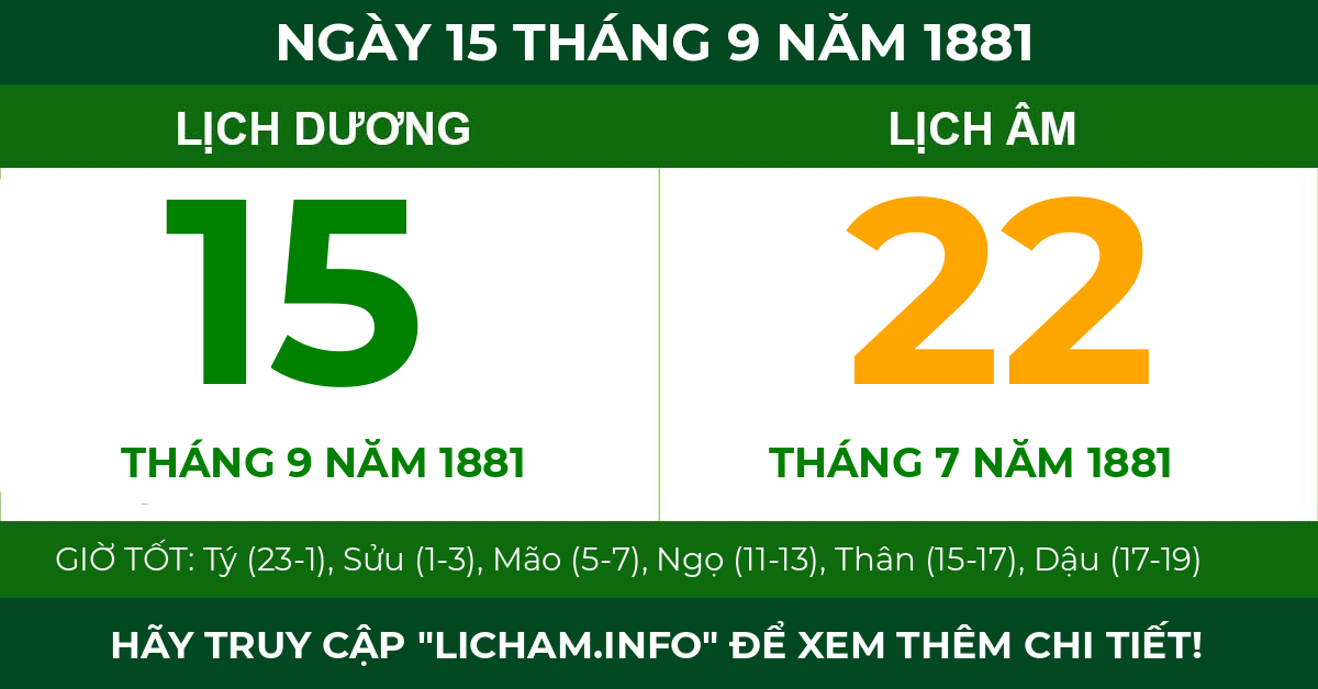 lịch âm ngày 15 tháng 9 năm 1881