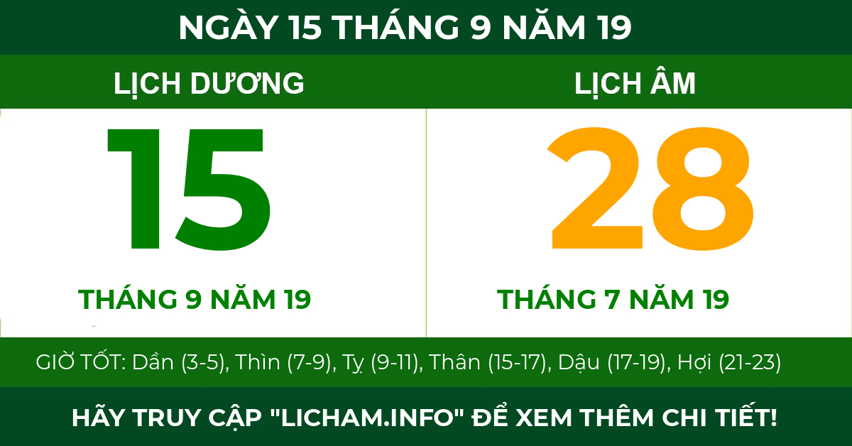 lịch âm ngày 15 tháng 9 năm 19