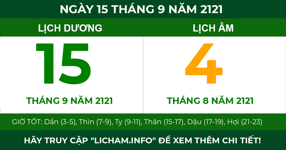 lịch âm ngày 15 tháng 9 năm 2121