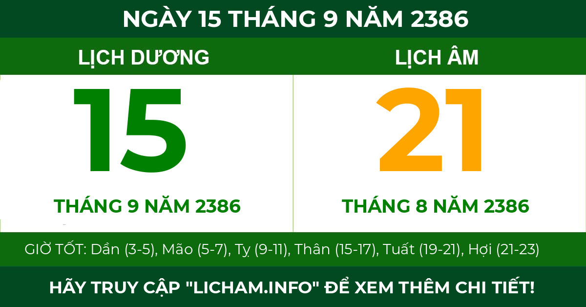 lịch âm ngày 15 tháng 9 năm 2386