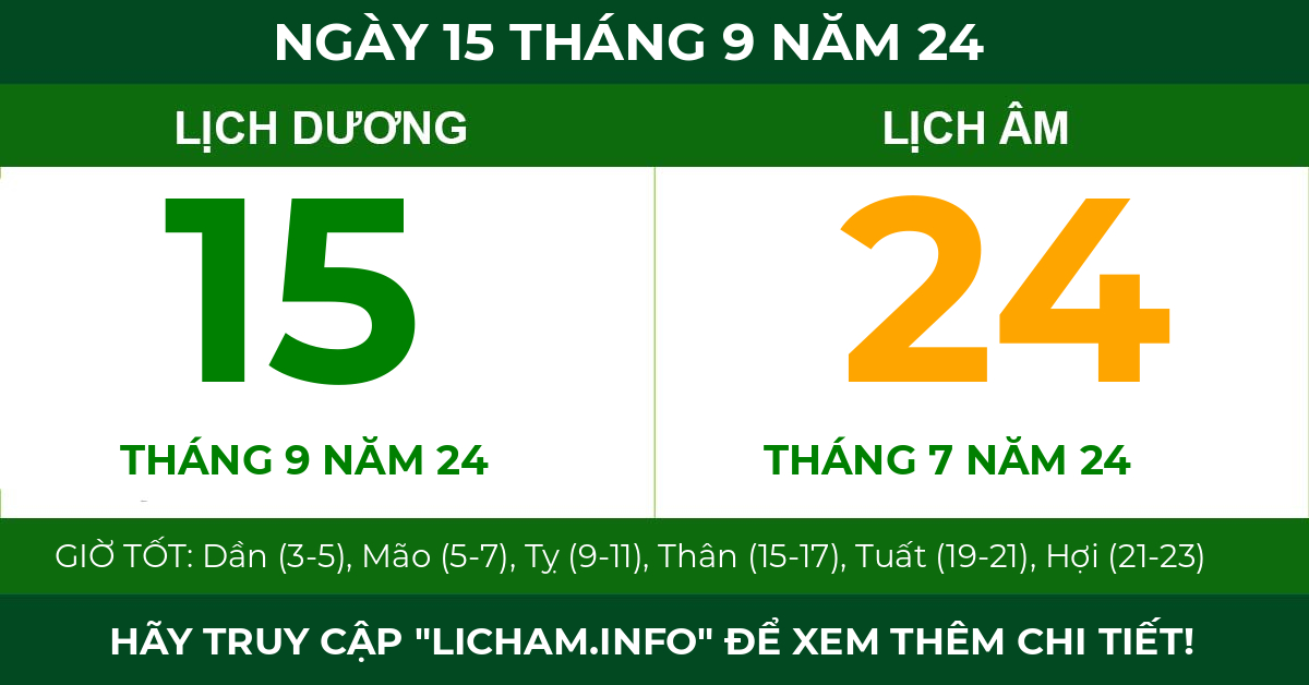 lịch âm ngày 15 tháng 9 năm 24