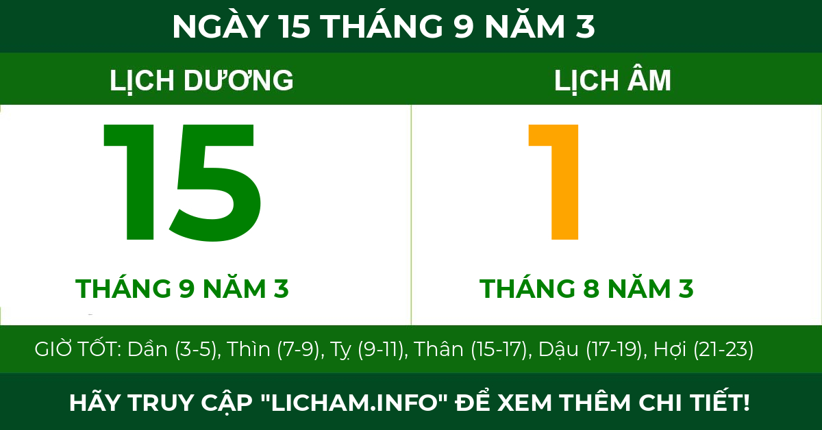 lịch âm ngày 15 tháng 9 năm 3