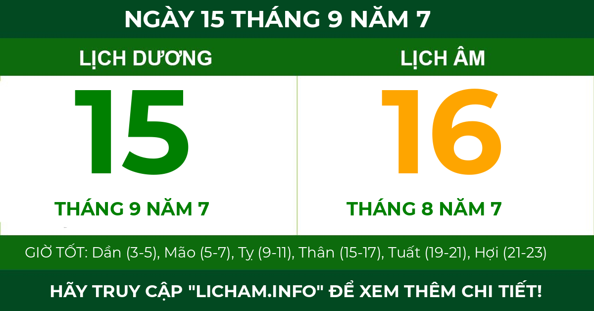lịch âm ngày 15 tháng 9 năm 7