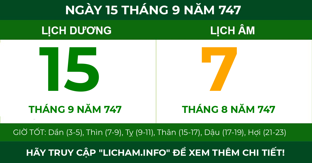 lịch âm ngày 15 tháng 9 năm 747