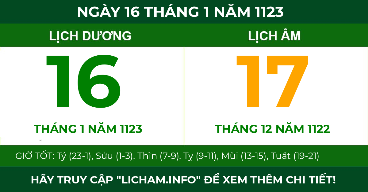 lịch âm ngày 16 tháng 1 năm 1123