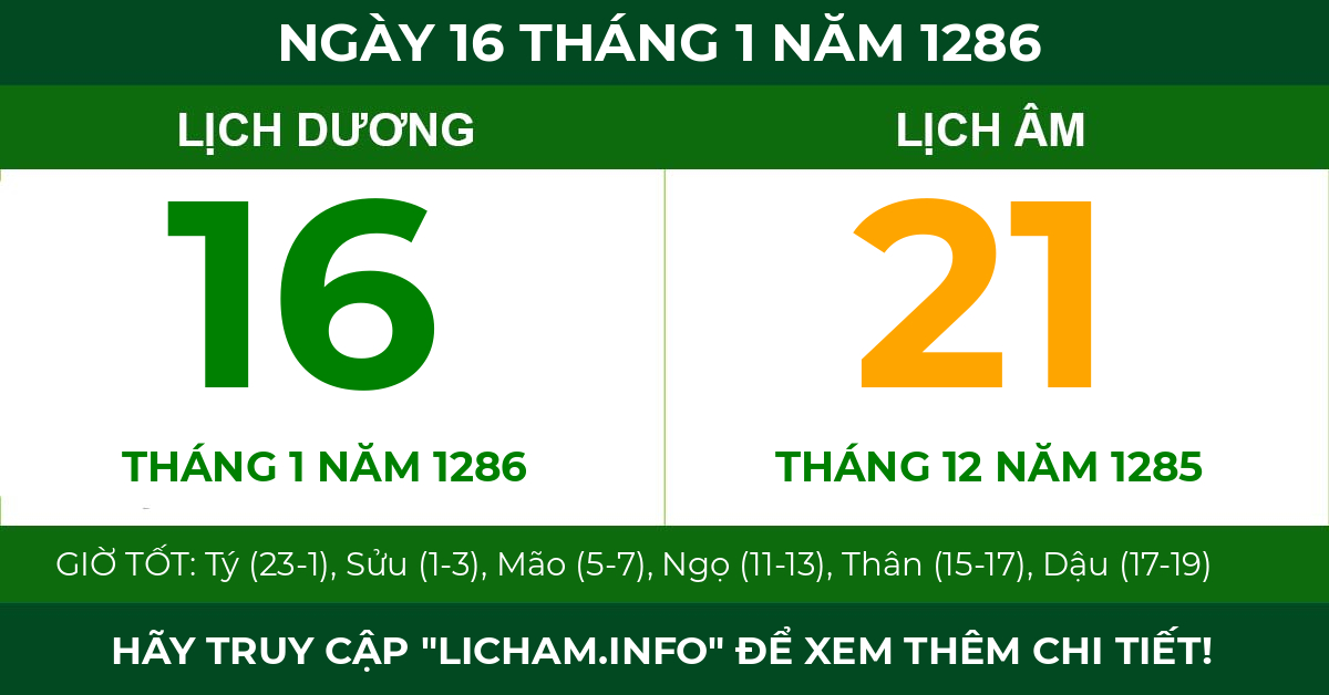 lịch âm ngày 16 tháng 1 năm 1286