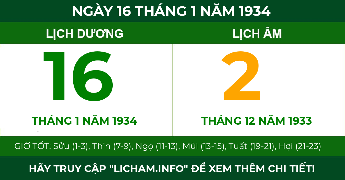 lịch âm ngày 16 tháng 1 năm 1934