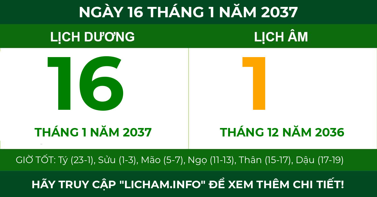 lịch âm ngày 16 tháng 1 năm 2037