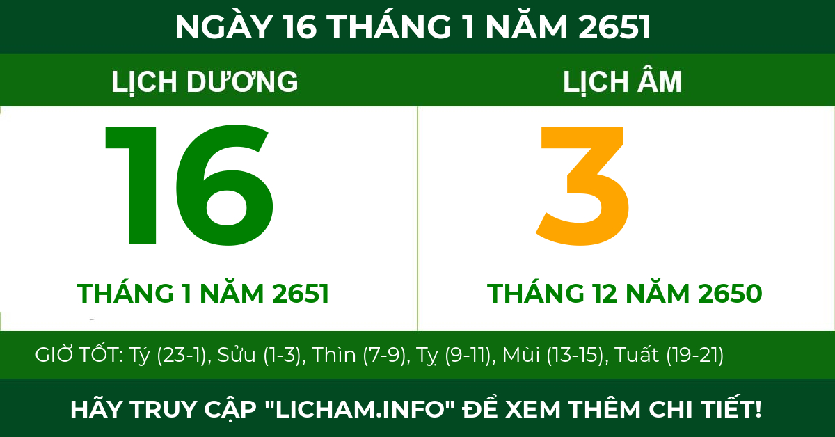 lịch âm ngày 16 tháng 1 năm 2651