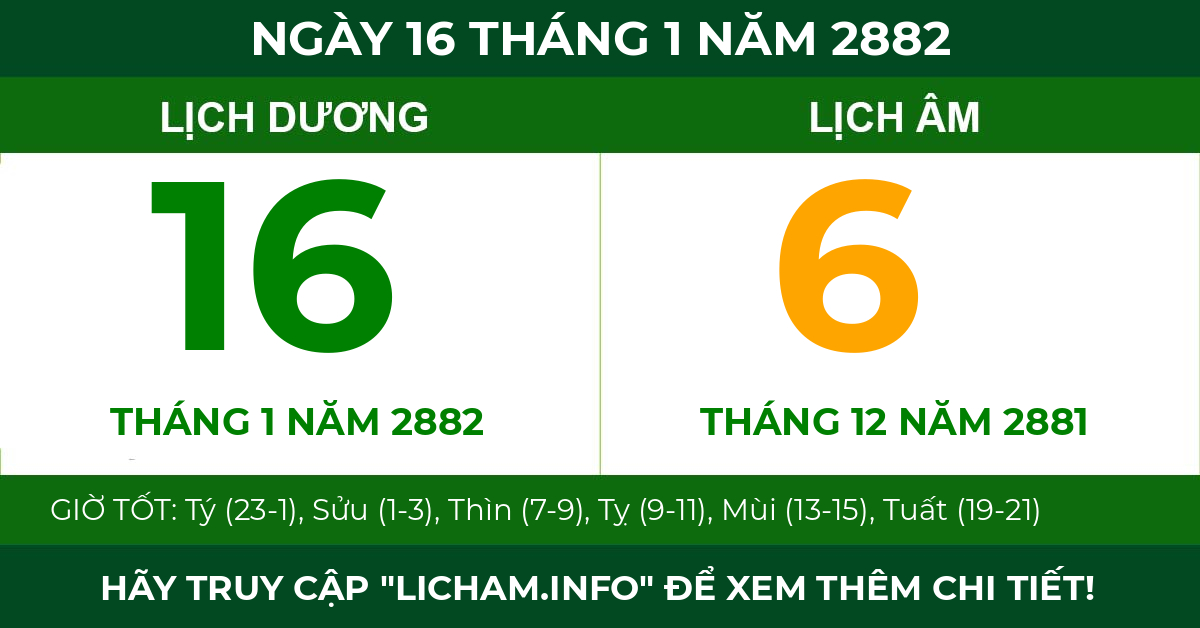 lịch âm ngày 16 tháng 1 năm 2882
