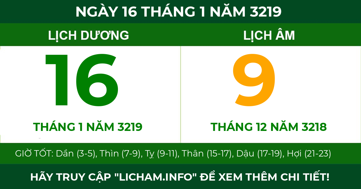 lịch âm ngày 16 tháng 1 năm 3219