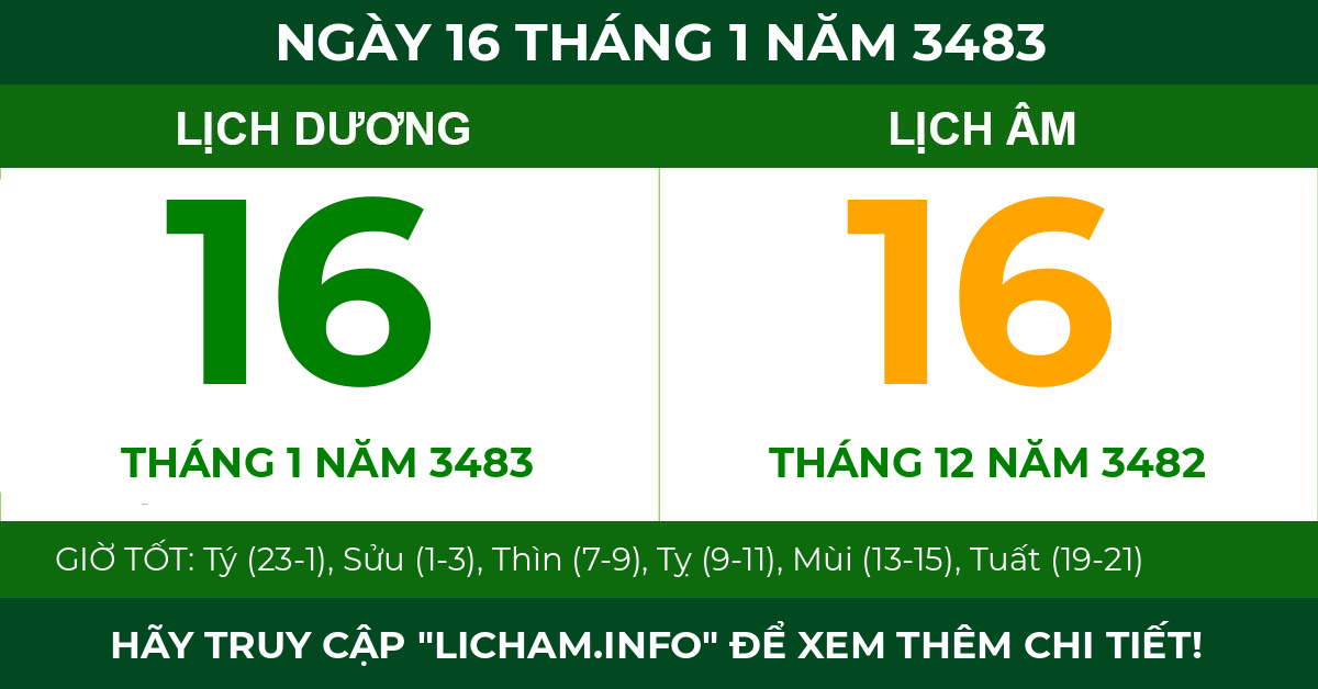lịch âm ngày 16 tháng 1 năm 3483