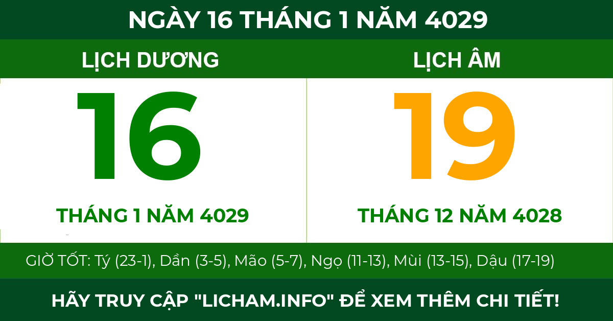 lịch âm ngày 16 tháng 1 năm 4029