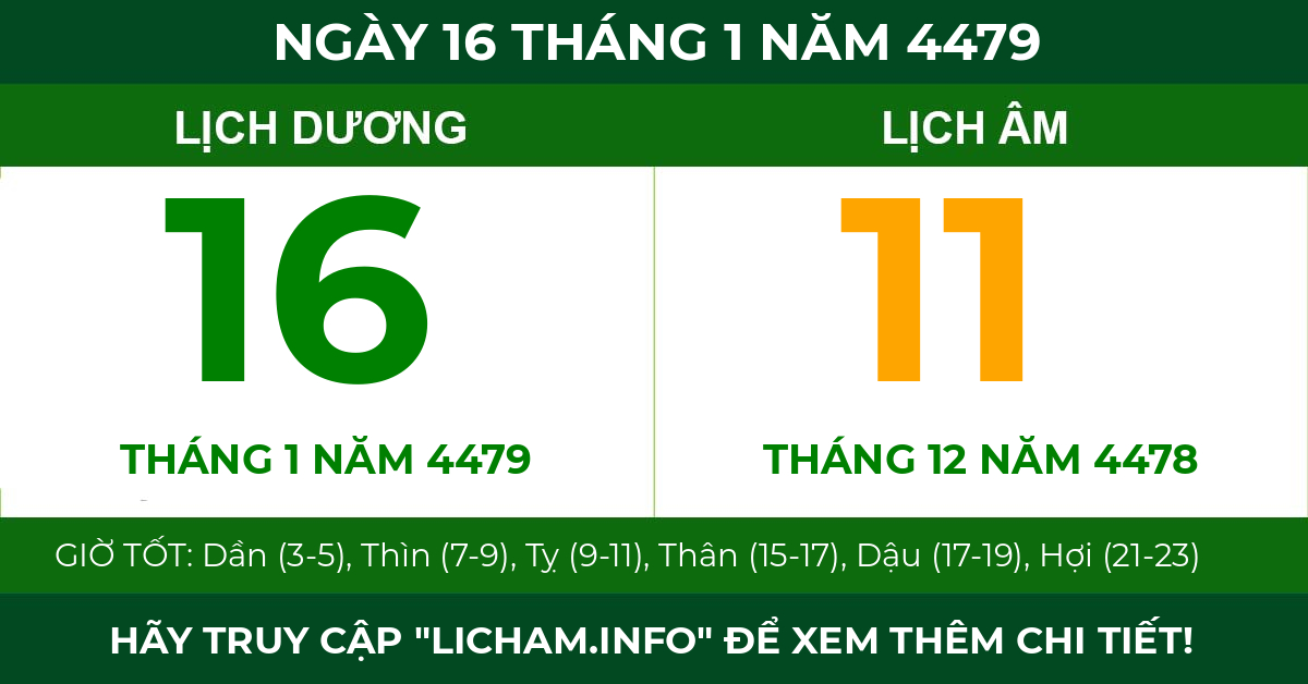 lịch âm ngày 16 tháng 1 năm 4479