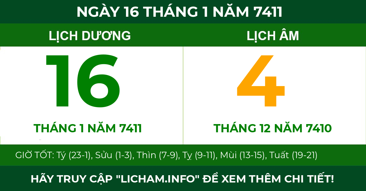 lịch âm ngày 16 tháng 1 năm 7411