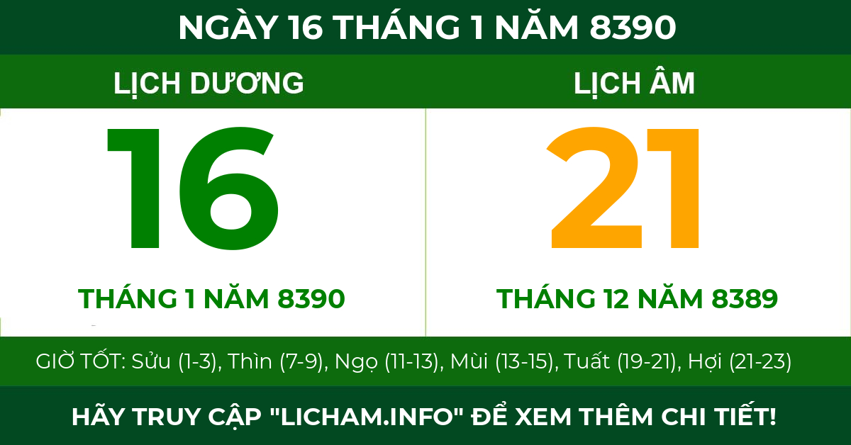 lịch âm ngày 16 tháng 1 năm 8390