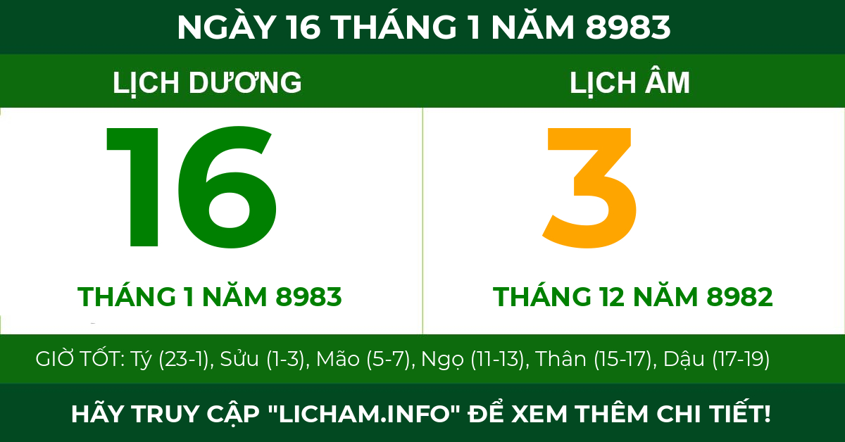 lịch âm ngày 16 tháng 1 năm 8983