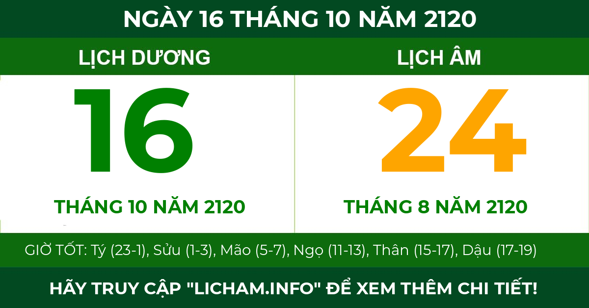 lịch âm ngày 16 tháng 10 năm 2120