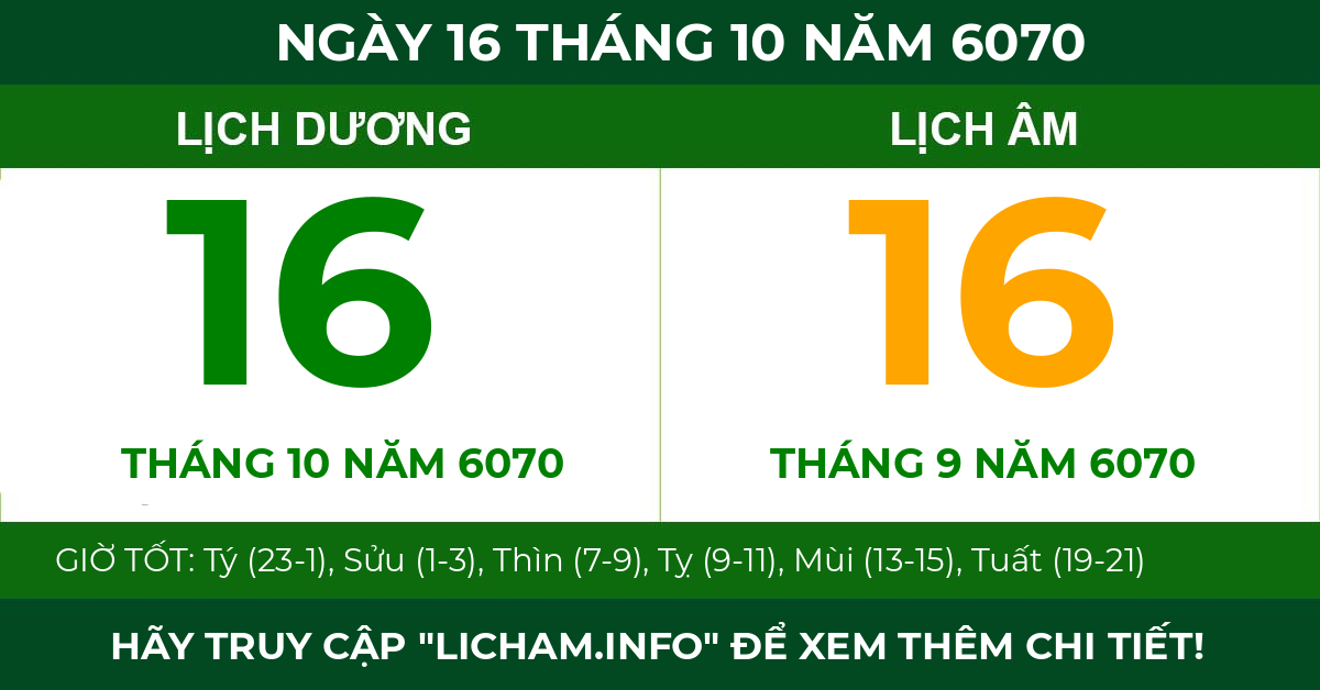 lịch âm ngày 16 tháng 10 năm 6070
