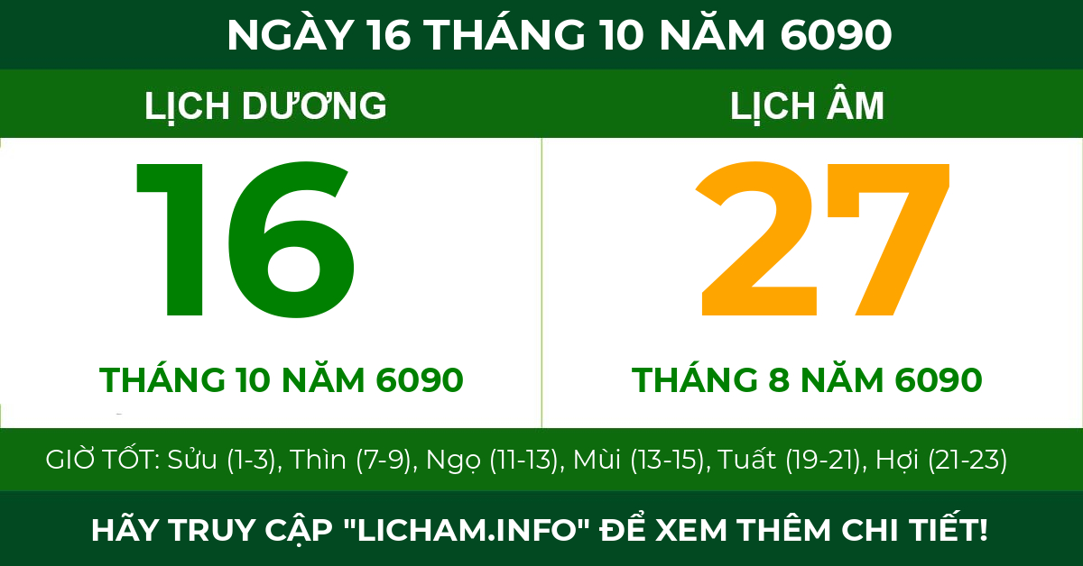 lịch âm ngày 16 tháng 10 năm 6090