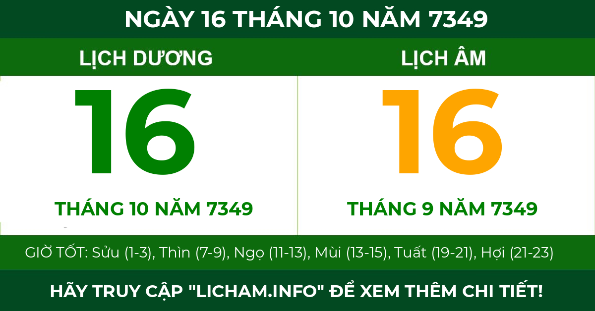 lịch âm ngày 16 tháng 10 năm 7349