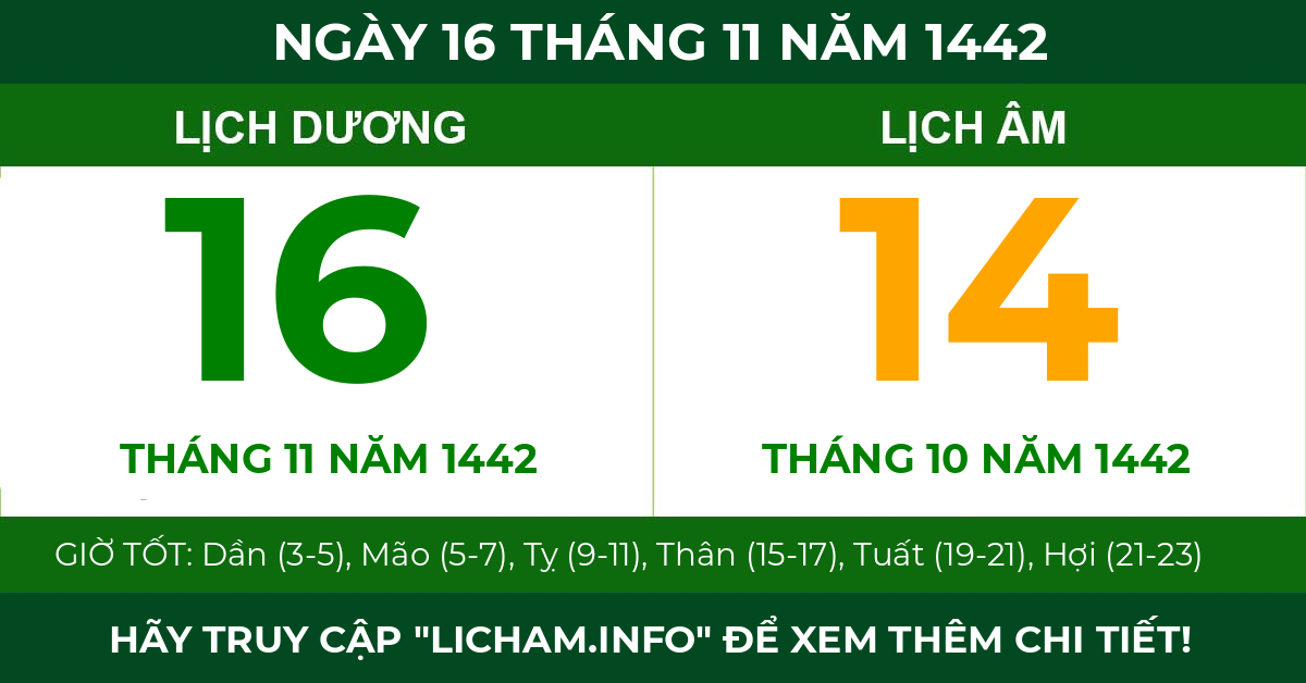 lịch âm ngày 16 tháng 11 năm 1442