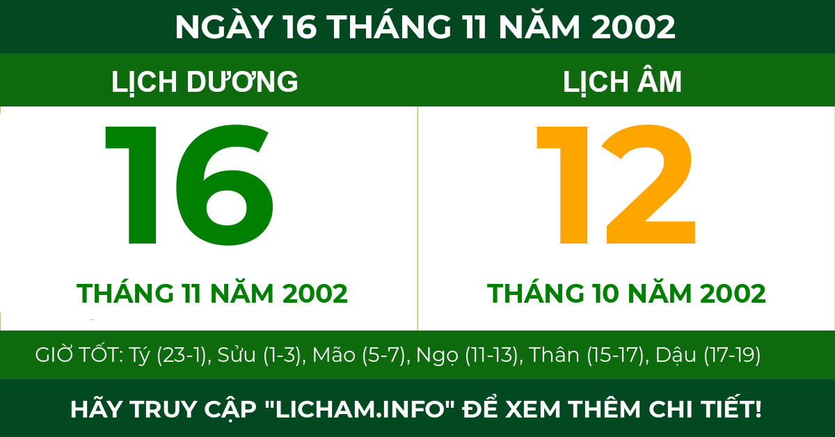 lịch âm ngày 16 tháng 11 năm 2002