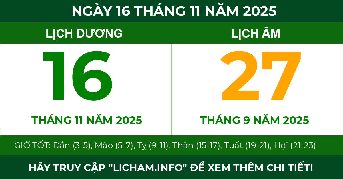 lịch âm ngày 16 tháng 11 năm 2025