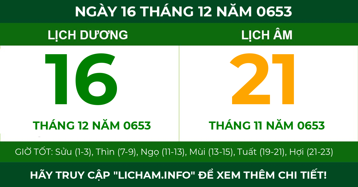 lịch âm ngày 16 tháng 12 năm 0653