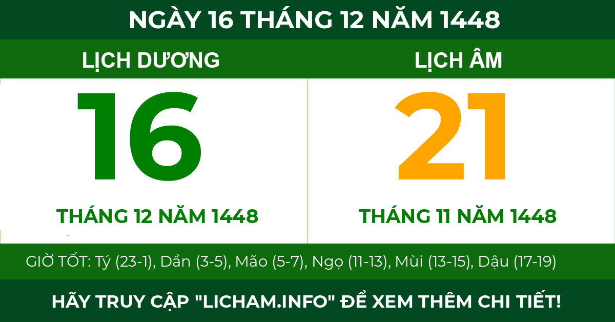 lịch âm ngày 16 tháng 12 năm 1448