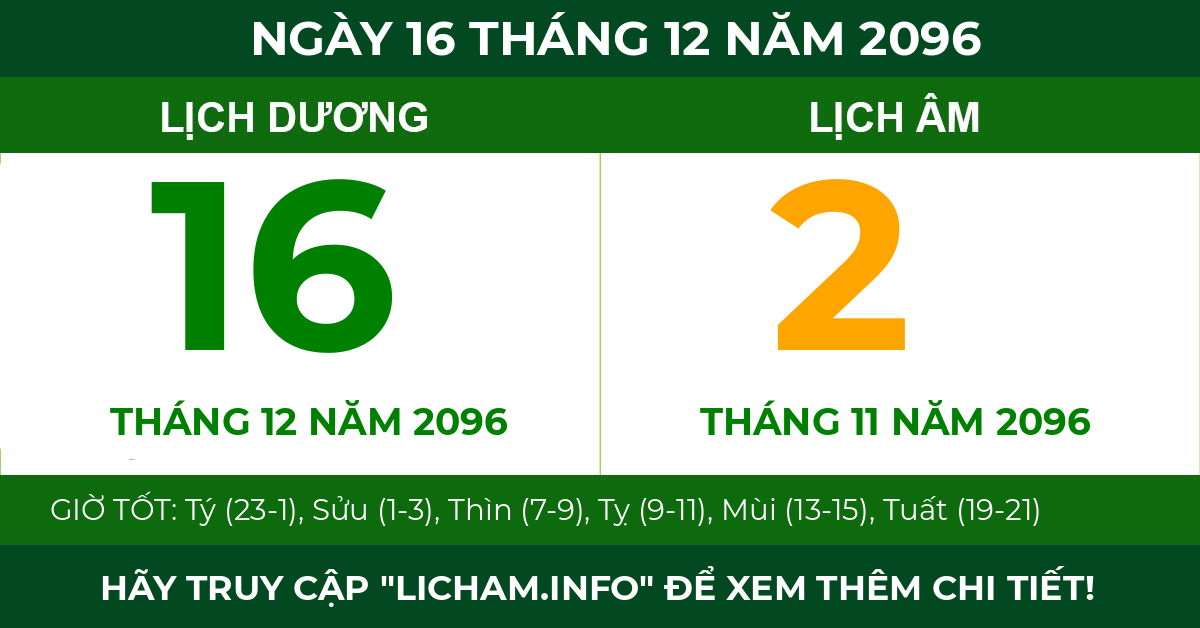lịch âm ngày 16 tháng 12 năm 2096