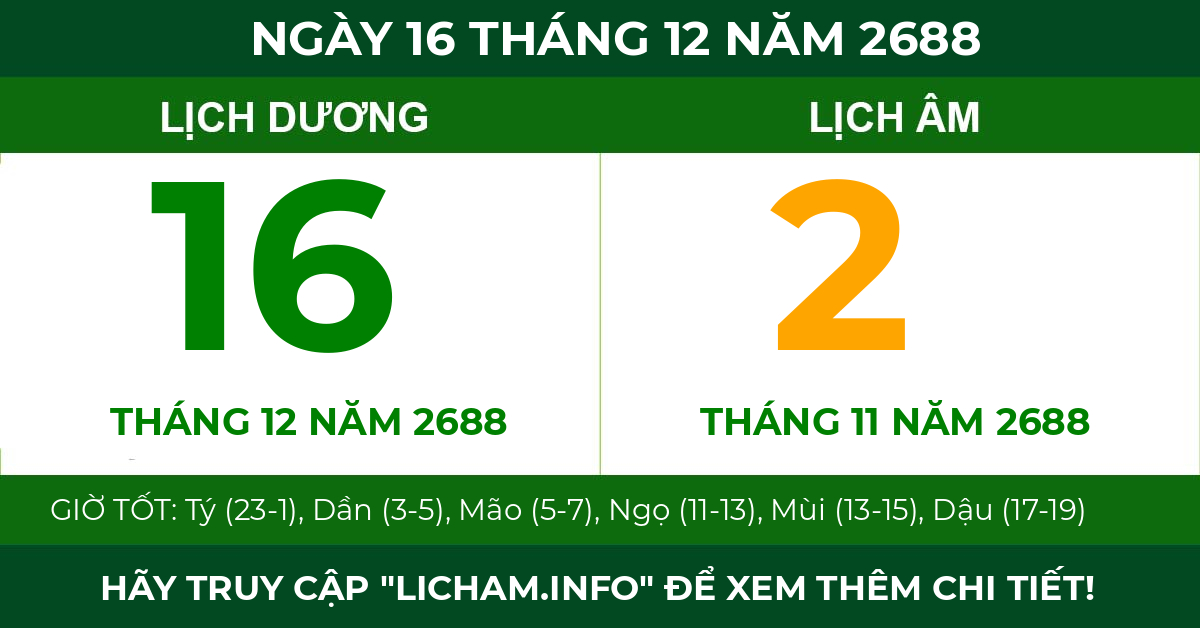 lịch âm ngày 16 tháng 12 năm 2688