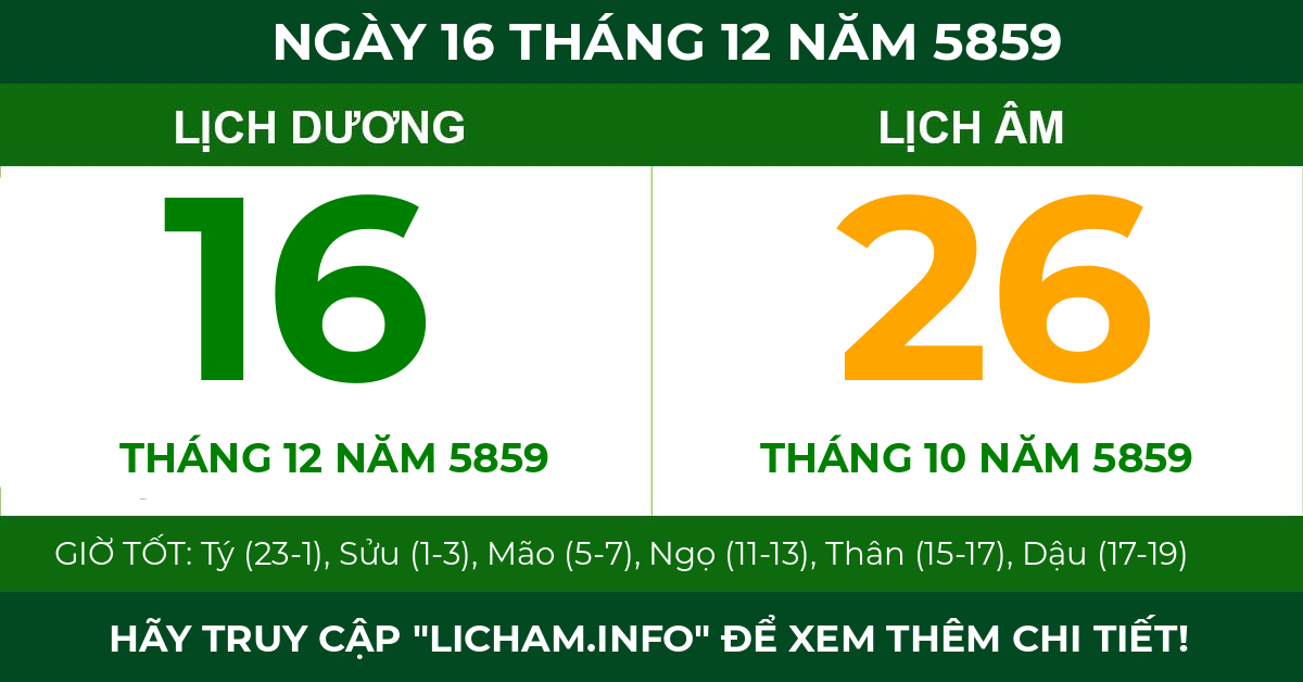 lịch âm ngày 16 tháng 12 năm 5859