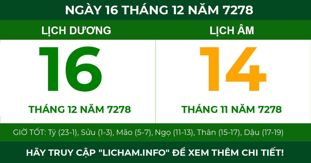 lịch âm ngày 16 tháng 12 năm 7278
