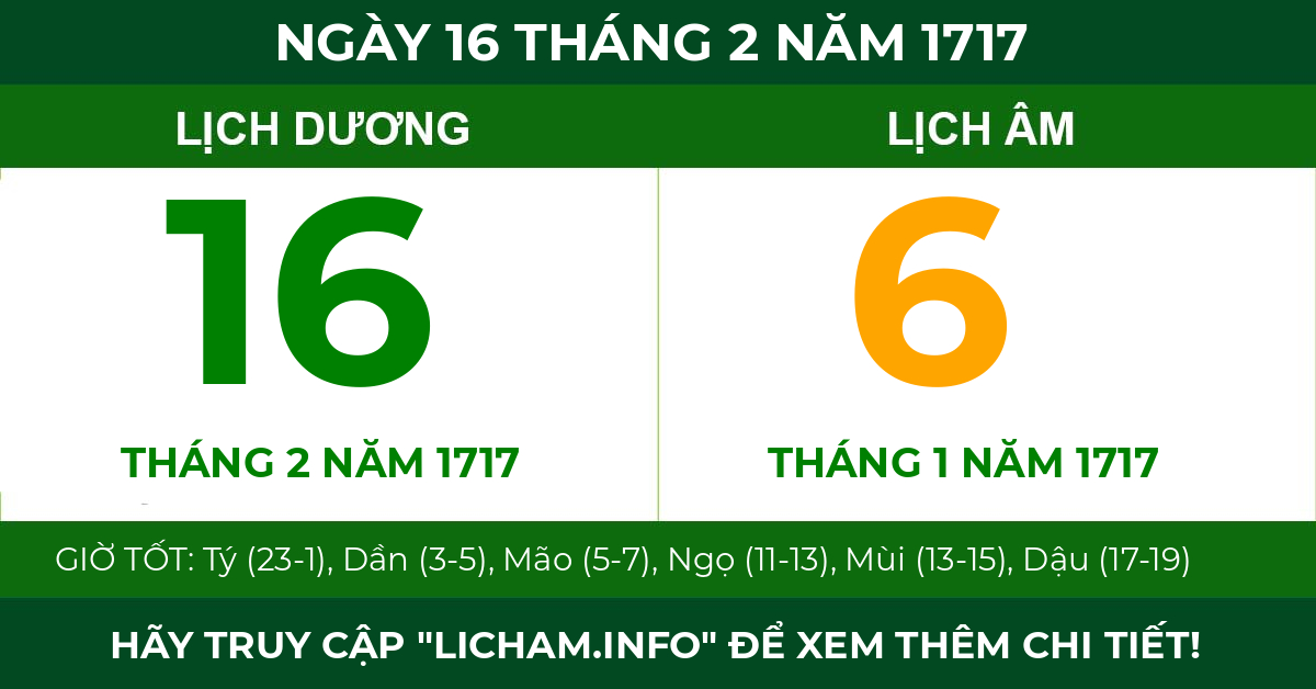 lịch âm ngày 16 tháng 2 năm 1717