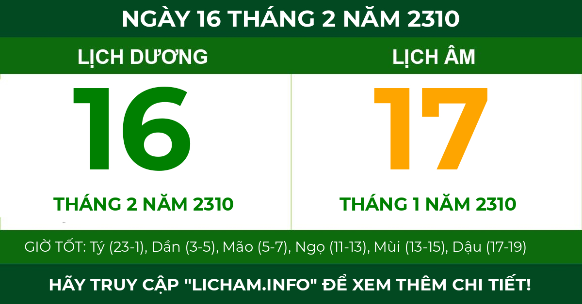 lịch âm ngày 16 tháng 2 năm 2310