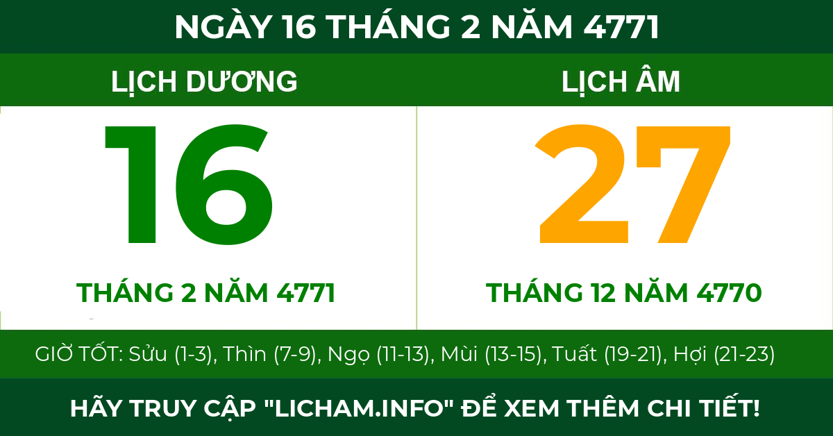 lịch âm ngày 16 tháng 2 năm 4771