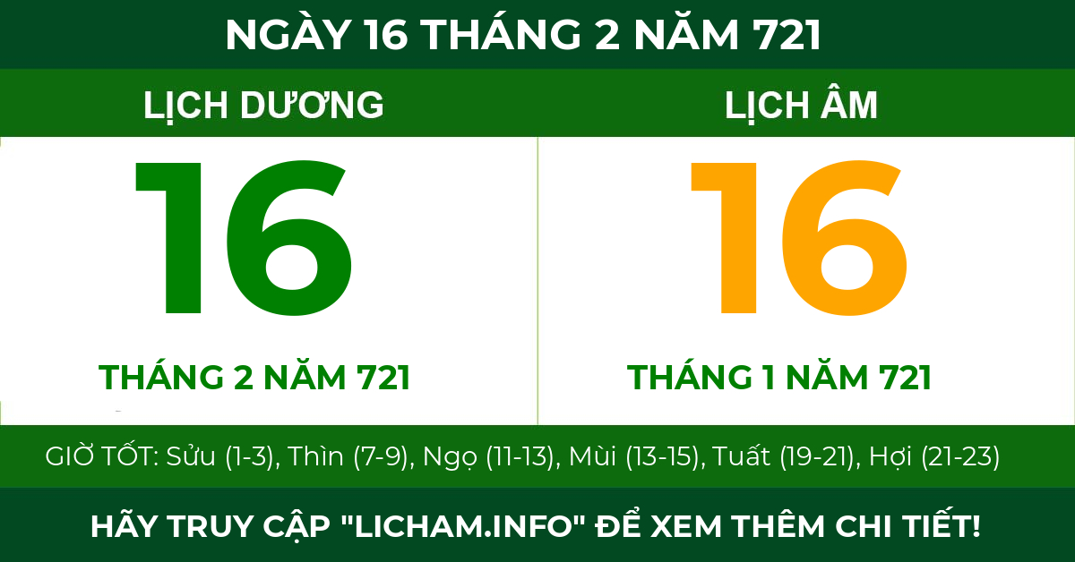 lịch âm ngày 16 tháng 2 năm 721