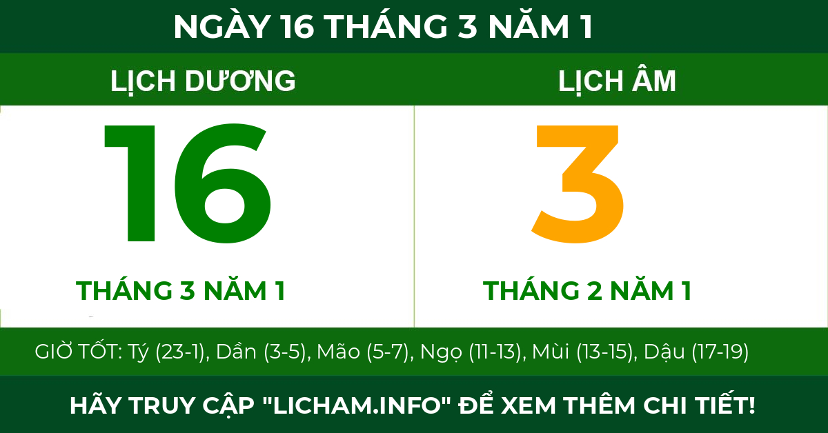 lịch âm ngày 16 tháng 3 năm 1