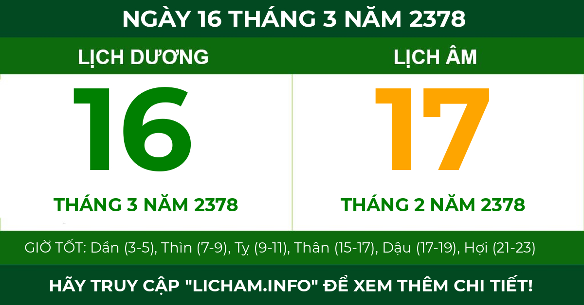 lịch âm ngày 16 tháng 3 năm 2378
