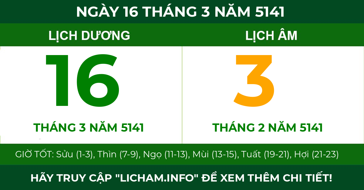 lịch âm ngày 16 tháng 3 năm 5141
