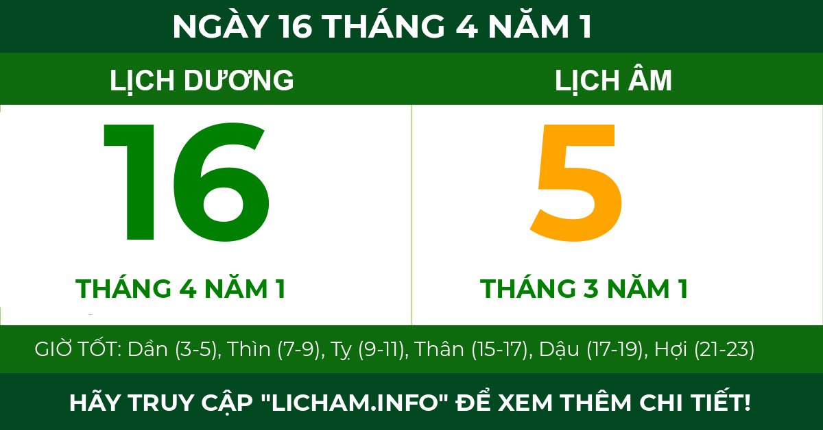 lịch âm ngày 16 tháng 4 năm 1