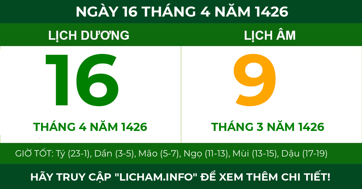lịch âm ngày 16 tháng 4 năm 1426
